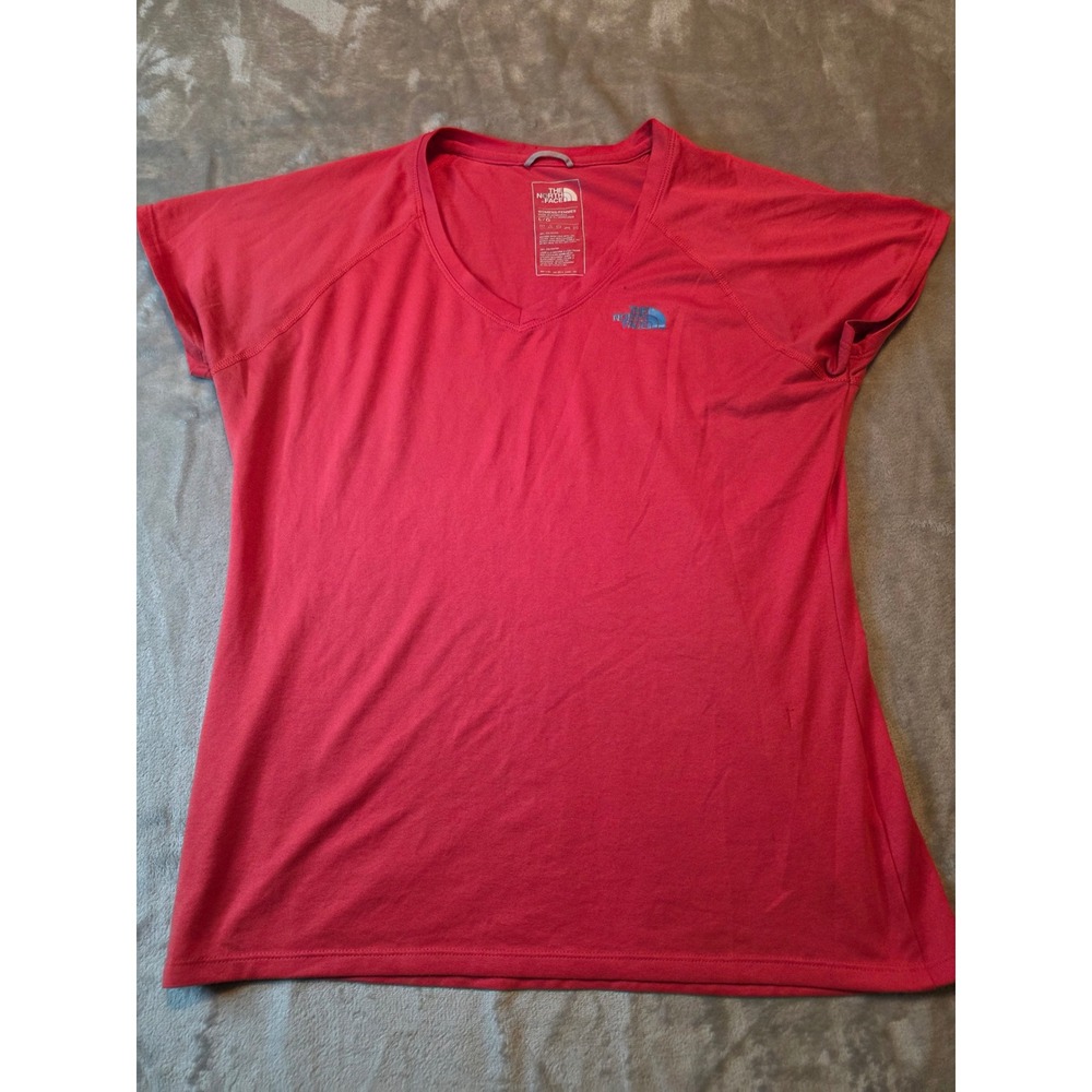 The North Face V-Neck Top Womens Large Red Active Short Sleeve Tee